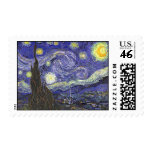 Van Gogh Starry Night, Vintage Post Impressionism Postage Stamp