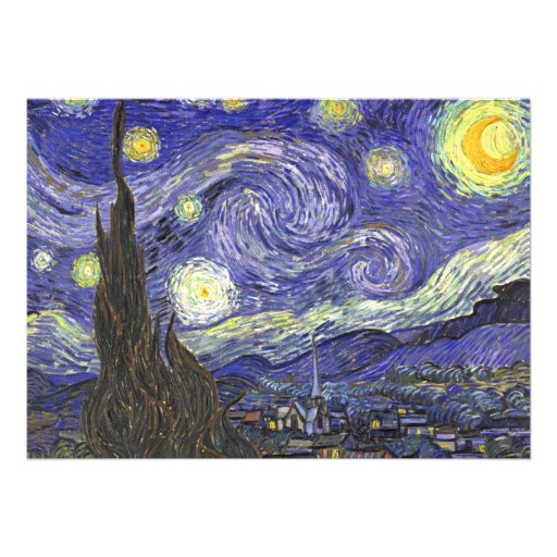 Van Gogh Starry Night Vintage Wedding Invitation