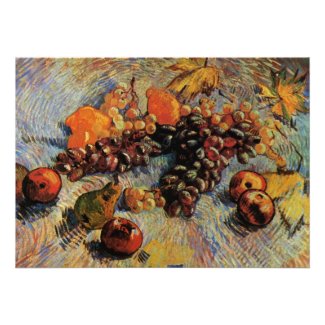 Van Gogh; Still Life Apples, Pears, Lemons, Grapes Custom Invitations