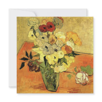 Van Gogh; Still Life Japanese Vase Roses Anemones Invitation