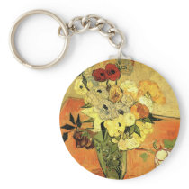 Van Gogh; Still Life Japanese Vase Roses Anemones Keychains