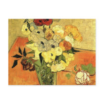 Van Gogh; Still Life Japanese Vase Roses Anemones Postcard