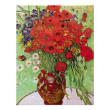 Van Gogh; Still Life: Red Poppies and Daisies Custom Announcements