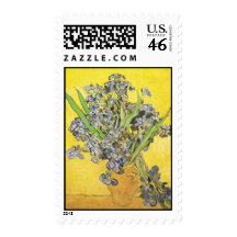 Van Gogh Still Life Vase, Irises (F678) Fine Art Stamps