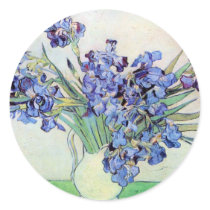 Van Gogh Still Life: Vase with Irises Round Sticker