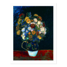 Van Gogh Still Life Vase with Zinnias Post Cards