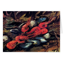 Van Gogh - Still Life With Mussels And Shrimp Greeting Cards
