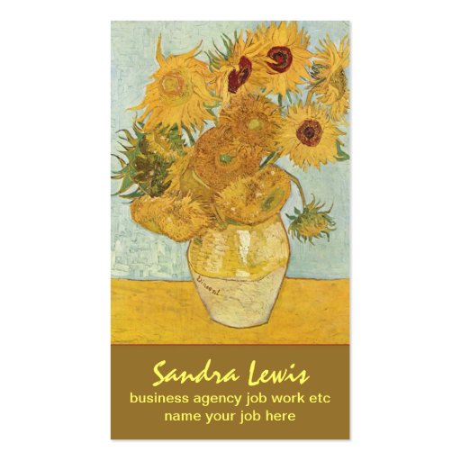 van gogh sunflowers business card (front side)