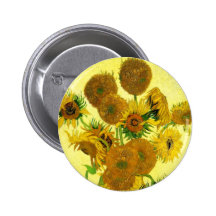 Van Gogh Sunflowers Button