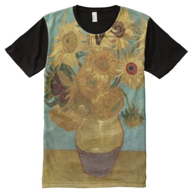 Van Gogh Sunflowers  F455  Vintage Fine Art All-Over Print T-shirt