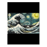 Van Gogh The Starry Night - Hokusai The Great Wave Postcard