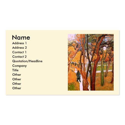 Van Gogh The Walk: Falling Leaves, Vintage Art Business Cards (front side)