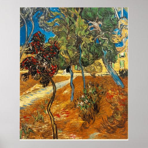 VAN GOGH - Trees in the Asylum Garden Print