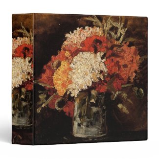 Van Gogh Vase w Carnations, Vintage Floral Flowers 3 Ring Binders
