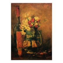 Van Gogh; Vase with Carnations, Roses and a Bottle Invites