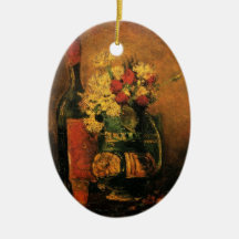 Van Gogh; Vase with Carnations, Roses and a Bottle Christmas Tree Ornament