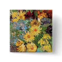Van Gogh Vase With Daisies Button