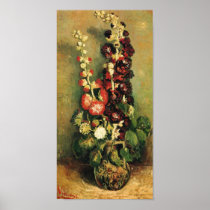Van Gogh Vase with Hollyhocks Poster