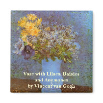 Van Gogh; Vase with Lilacs, Daisies and Anemones Magnets