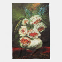 Van Gogh Vase with Peonies Kitchen Towel