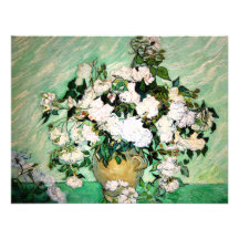 Van Gogh Vase with Pink Roses Invitations