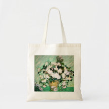 Van Gogh Vase with Pink Roses Tote Bag
