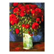 Van Gogh Vase With Red Poppies Personalized Announcement