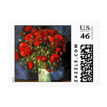 Van Gogh; Vase with Red Poppies, Vintage Flowers Postage