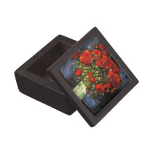 Van Gogh; Vase with Red Poppies, Vintage Flowers Premium Trinket Boxes