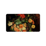 Van Gogh; Vase with Zinnias and Geraniums Custom Address Labels