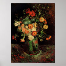 Van Gogh; Vase with Zinnias and Geraniums Poster