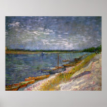 Van Gogh; View of a River with Rowing Boats Poster