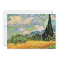 Van Gogh; Wheat Field w Cypresses at Haute Galline Personalized Invitations