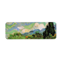 Van Gogh; Wheat Field w Cypresses at Haute Galline Custom Return Address Labels