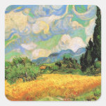 Van Gogh; Wheat Field w Cypresses at Haute Galline Square Stickers