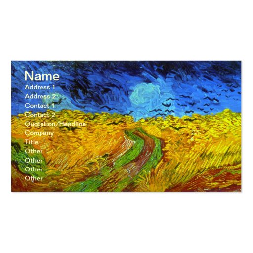 Van Gogh Wheatfield with Crows (F779) Fine Art Business Card Template (front side)