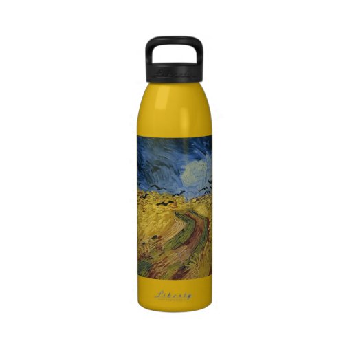 Van Gogh Wheatfield with Crows (F779) Fine Art Reusable Water Bottle