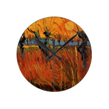 Van Gogh Willows at Sunset, Vintage Impressionism Clocks
