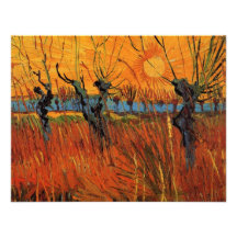 Van Gogh Willows at Sunset, Vintage Impressionism Personalized Invitation