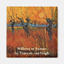 Van Gogh Willows at Sunset, Vintage Impressionism Magnets