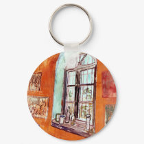 Van Gogh Window Of Vincent's Studio Keychain by ArtLoversCafe Van Gogh Window Of Vincent's Studio Keychain