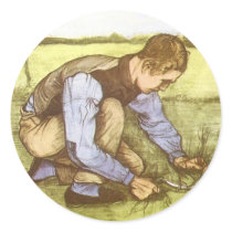Van Gogh's Boy Cutting Grass stickers by MasterpieceCafe Van Gogh's Boy Cutting Grass stickers