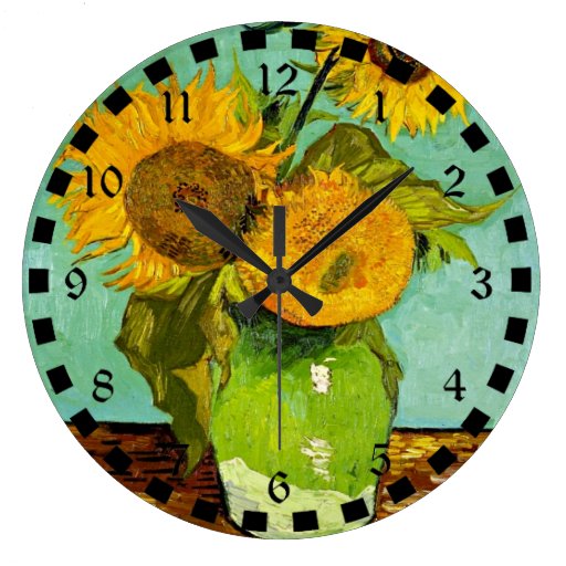 Van Gogh's Famous Painting, Sunflowers, 1888 Large Clock Zazzle