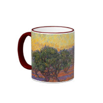 Van Gogh's Olive Grove, Orange Sky mugs