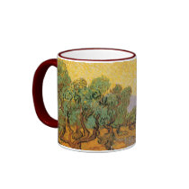 Van Gogh's Olive Trees with Yellow Sky mugs by MasterpieceCafe Van Gogh's Olive Trees with Yellow Sky mugs