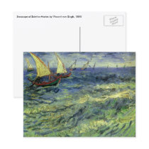 Van Gogh's Seascape at Saintes-Maries postcards