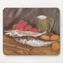 Van Gogh's Still Life with Mackerels mousepads by MasterpieceCafe Van Gogh's Still Life with Mackerels mousepads
