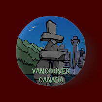 Vancouver Buttons Souvenir Buttons Inukshuk Art buttons