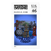 Vancouver Canada Postage Landmark Art Stamps