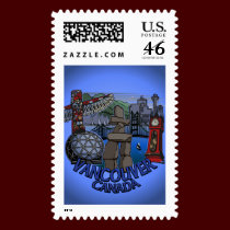 Vancouver Canada Postage Landmark Art Stamps stamps